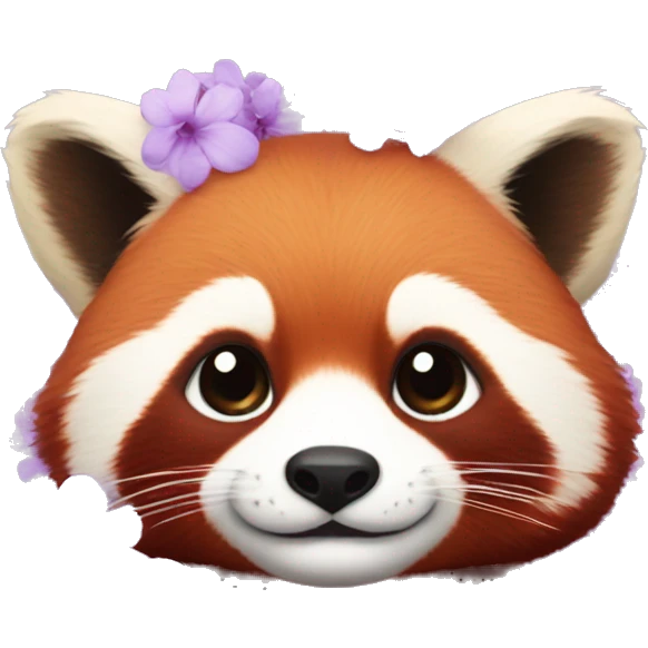 Red panda surrounded by emoji style lilac flowers  emoji