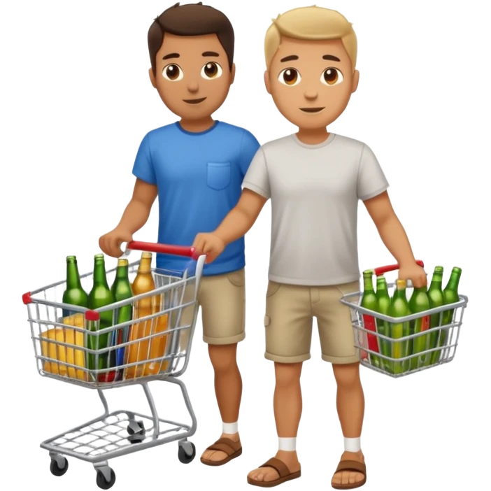man with a shopping cart full of beers and wines full body emoji