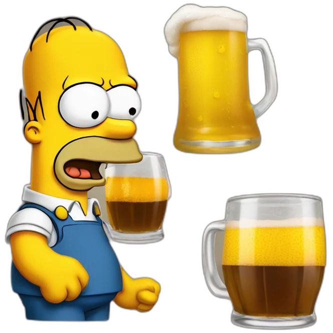 Homer Simpson bois une bière emoji