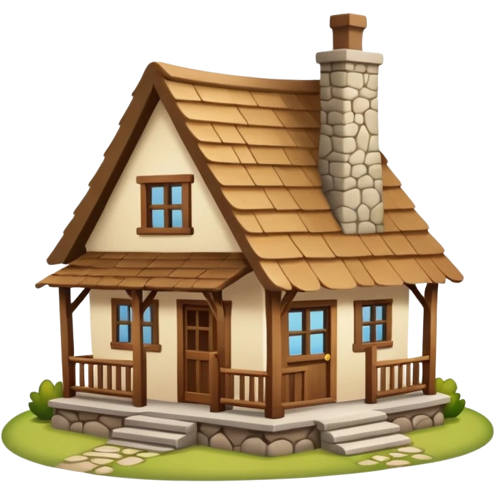 cartoonish stick-built cottage emoji