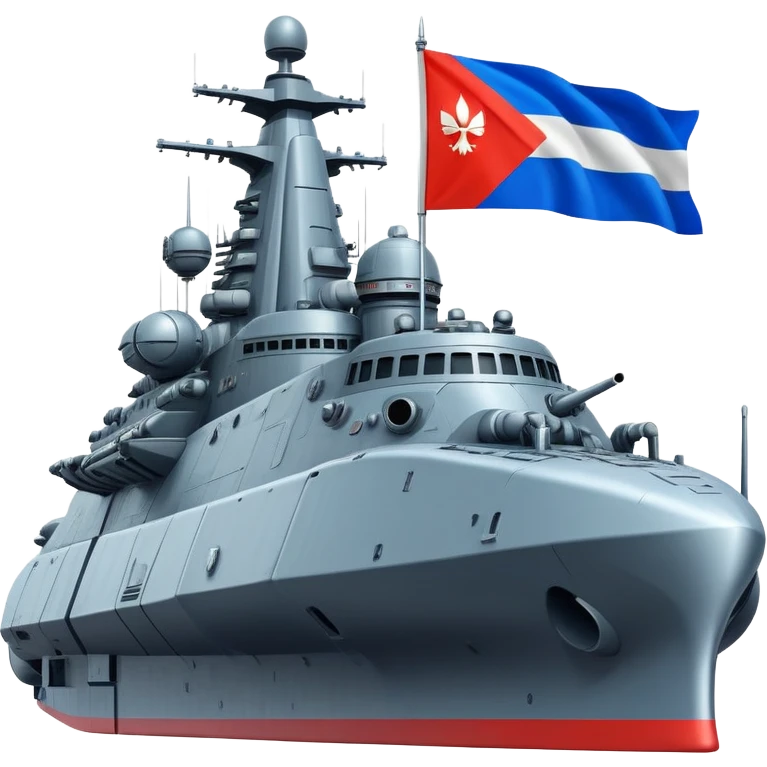 Colossal Russian space warship with flag coloration and heavy armaments emoji