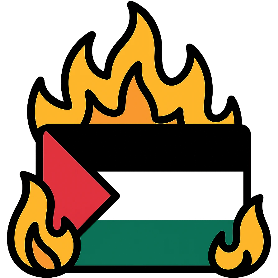 Palestine flag burning with stylized flames icon emoji