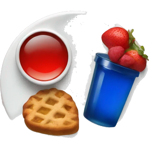red breakfast with blue glass emoji