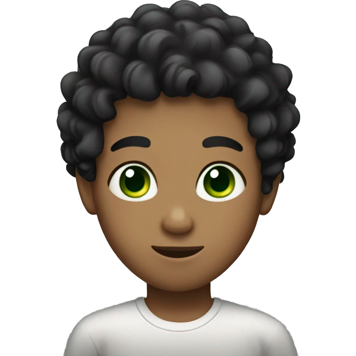Boy with black curly hair,green eyes,and no mustache emoji
