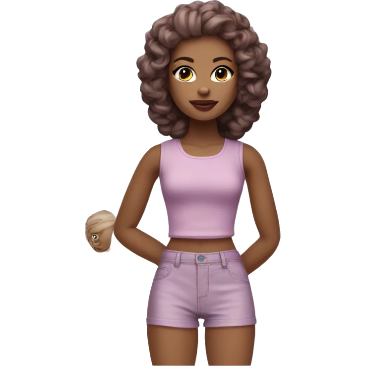 Miss Gwen doll. Mauve tap shorts and tank emoji