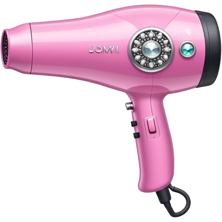 pink elegant blow dryer with diamonds and jewelry emoji