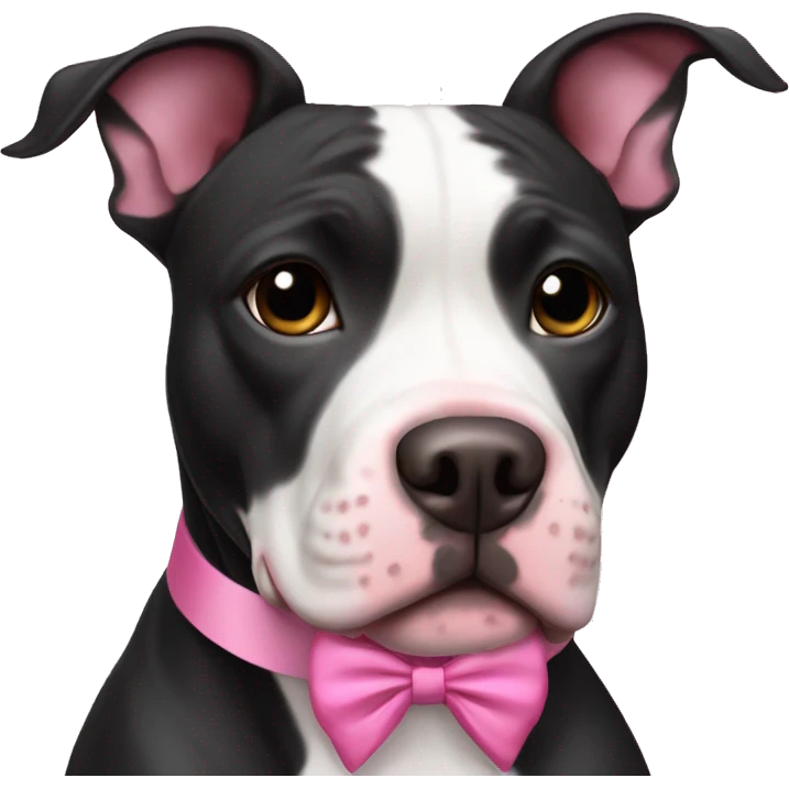 Black and White Pitbull with Pink Bow emoji