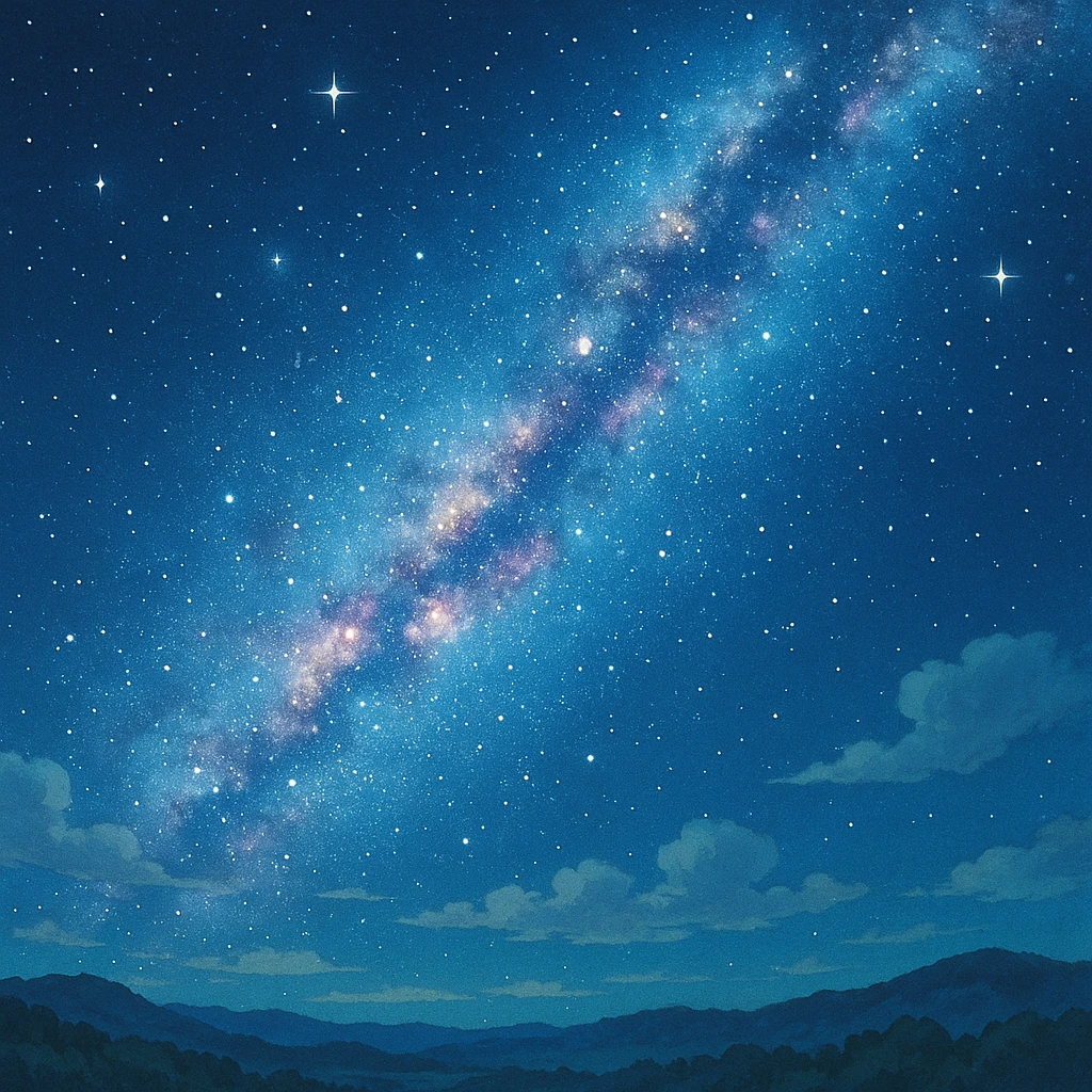 dreamy cosmic scene of the milky way galaxy in ghibli style emoji