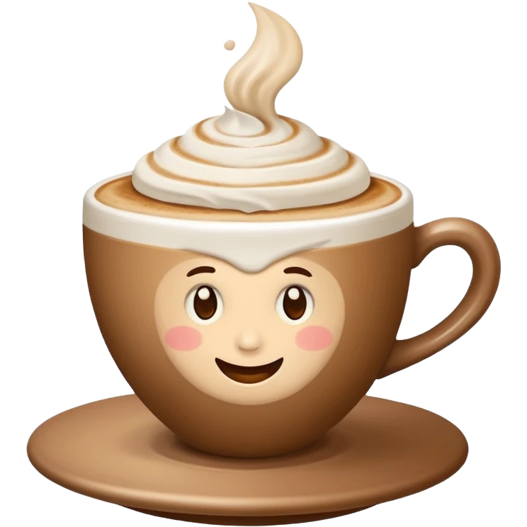 Genera un emoji di un cappuccino senza sorriso con un solo manico senza fiamma sopra emoji
