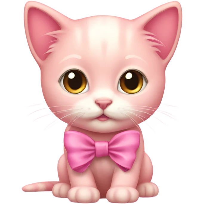 pinkish kitten with bow emoji