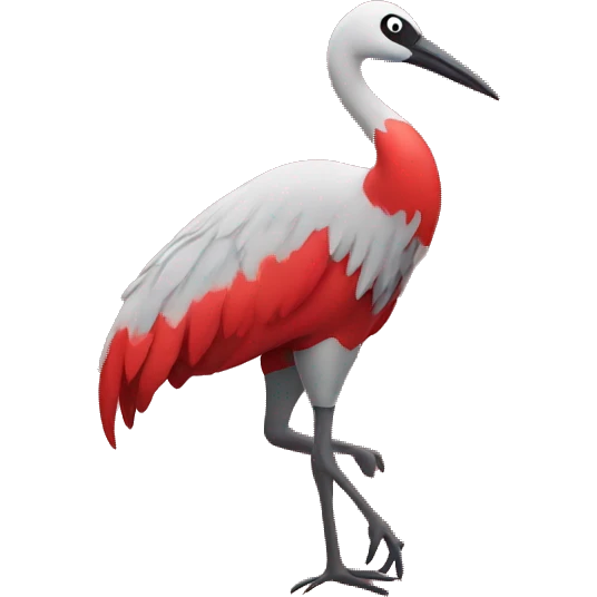 Crane in red parka emoji
