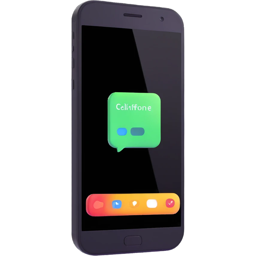 smartphone with call and text notifications emoji