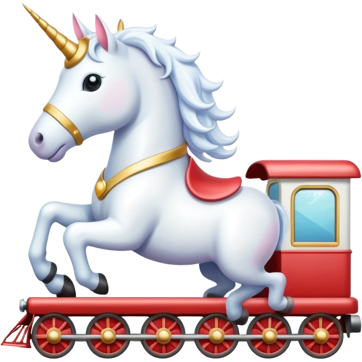 A unicorn on a train emoji