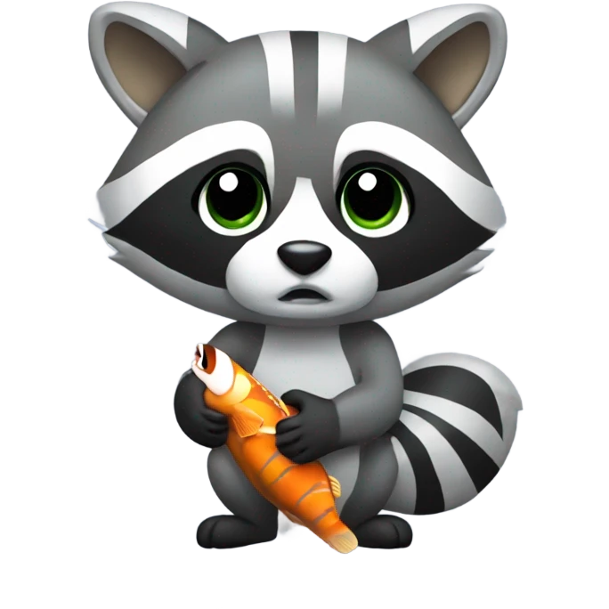 Raccoon holding fishbone emoji