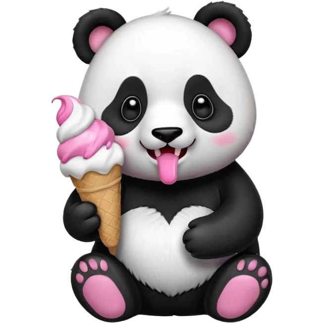 Panda eating ice cream emoji