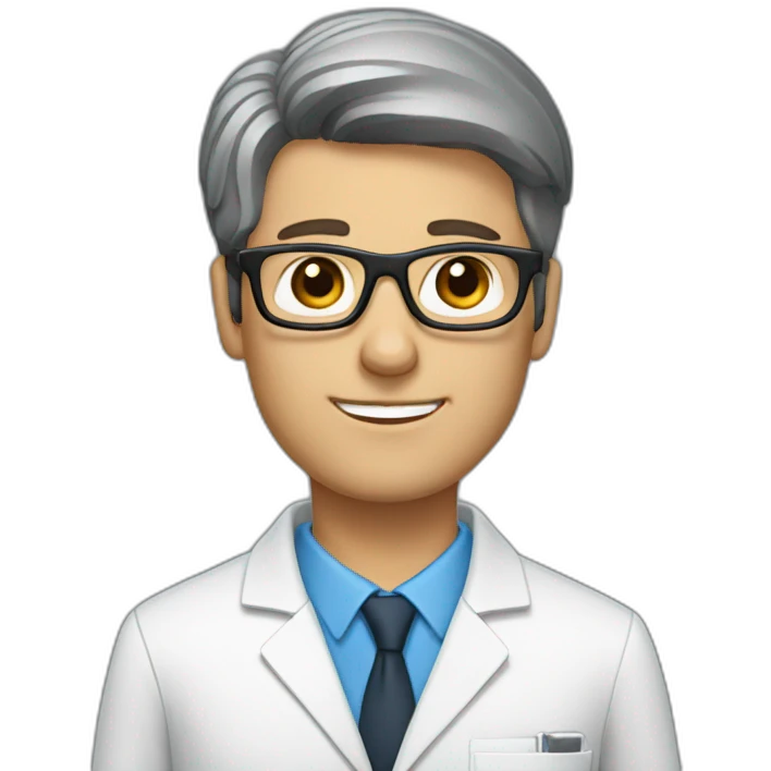 male radiologist with square glasses and brown hair emoji