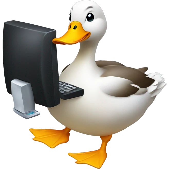 a duck using a computer  emoji