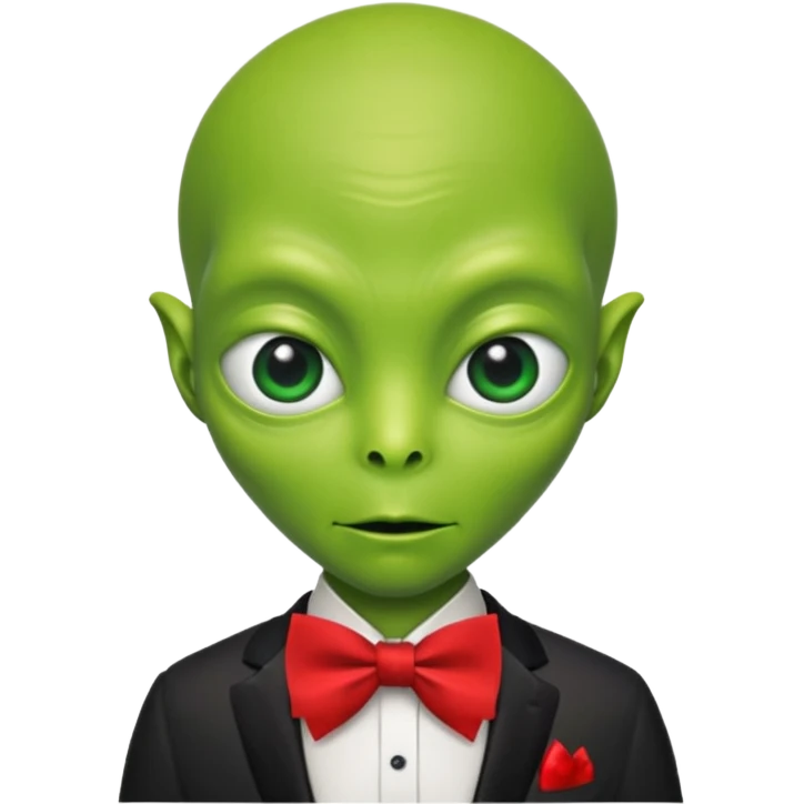 Green alien with red bowtie emoji