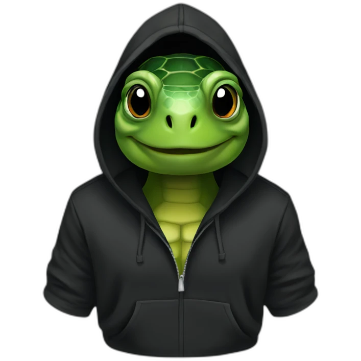 turtle head in black hoodie emoji