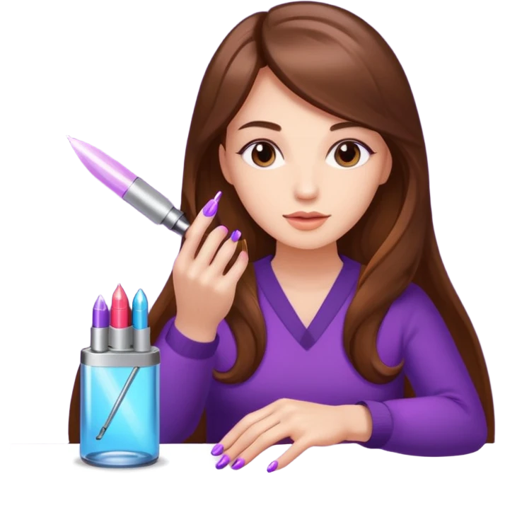 lady doing nails with uv lamp emoji