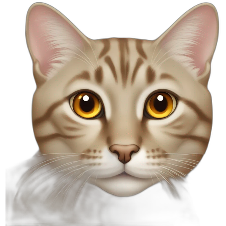 Tabby beige gray cat with beige mouth and dark nose and orange golden eyes emoji