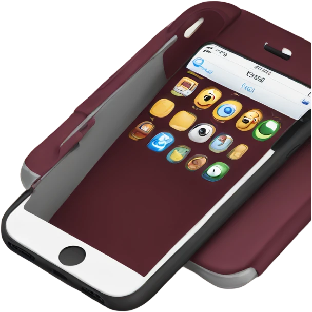 iPhone with burgundy case emoji