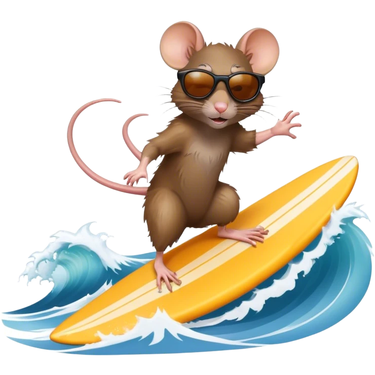 Rat surfing on a big wave with sunglasses  emoji