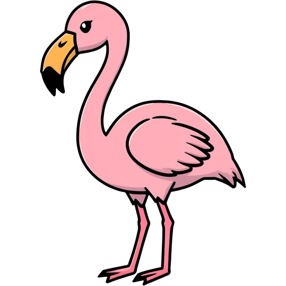 flamingo showing middle finger, cartoonish sticker emoji