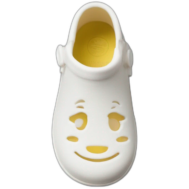 seamless baby rubber one-piece slip-on clog, top view, white emoji