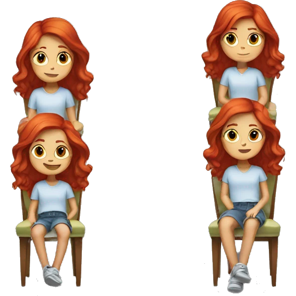 Girl with red hair in a chair  emoji