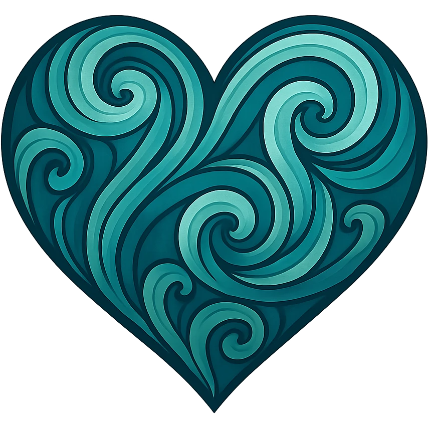 heart with a swirling teal pattern, digital illustration, no background emoji