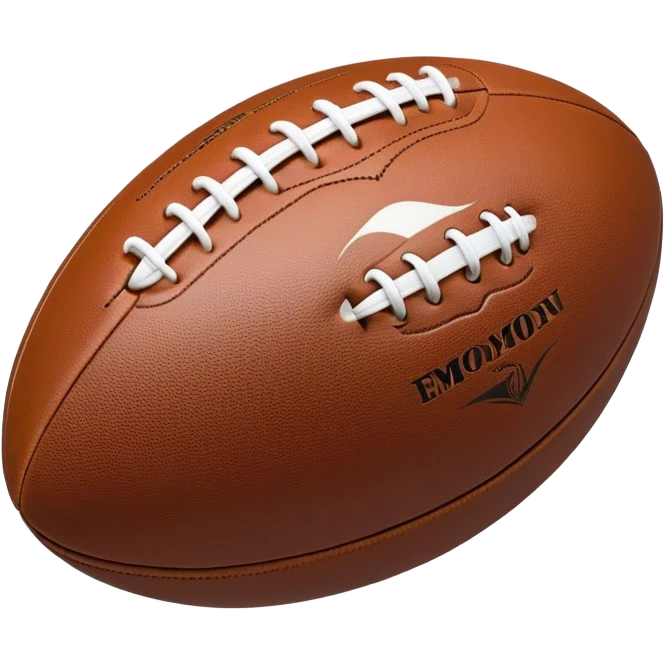 Cinematic Realistic image of a rugby ball in mid-action, with dynamic motion blur and finely rendered leather textures, set against a sunlit, energetic field that underscores its robust athleticism emoji