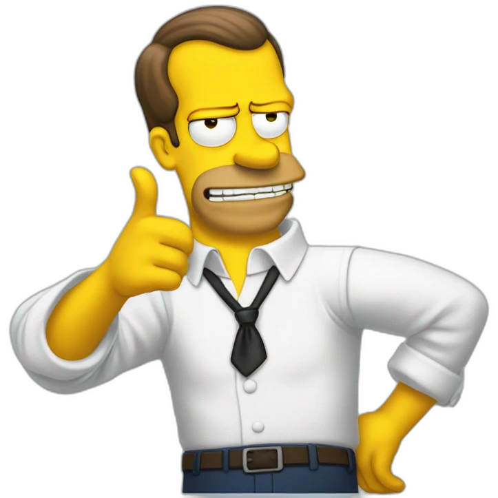 Emanuel Macron qui sert la main à Homer Simpson emoji