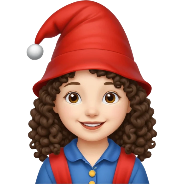 brunette little curly girl garden gnome emoji