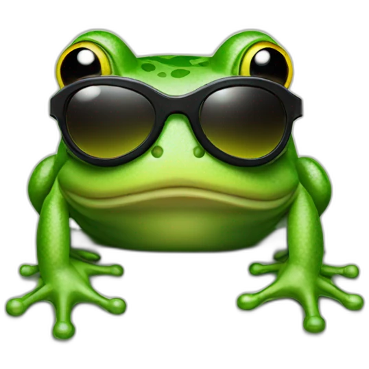 Frog with sunglasses and guns emoji