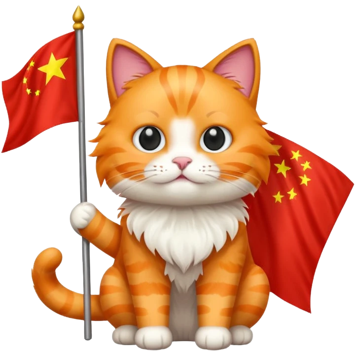 Orange Cat With the Flag of China As the full background emoji