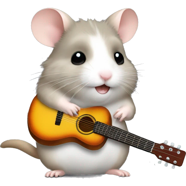 Hamster grey with guitar djungarian emoji