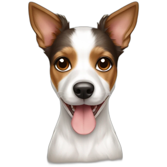happy female white and brown toy fox terrier with long fur emoji