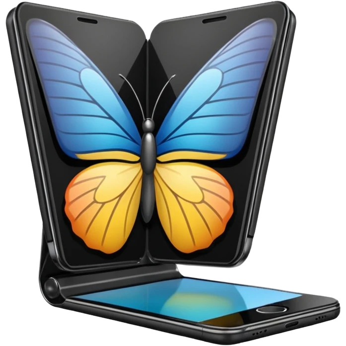 Foldable phone halfway open.






















 emoji