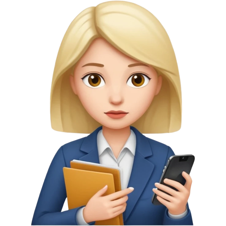 same woman but leaving documents to phone emoji