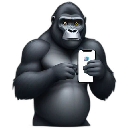 Gorilla holding a Pixel phone emoji