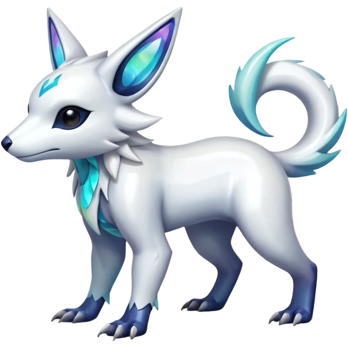 Shiny White Glossy Glassy Iridescent Linoone-Absol-Trico-Hybrid (Full body) emoji