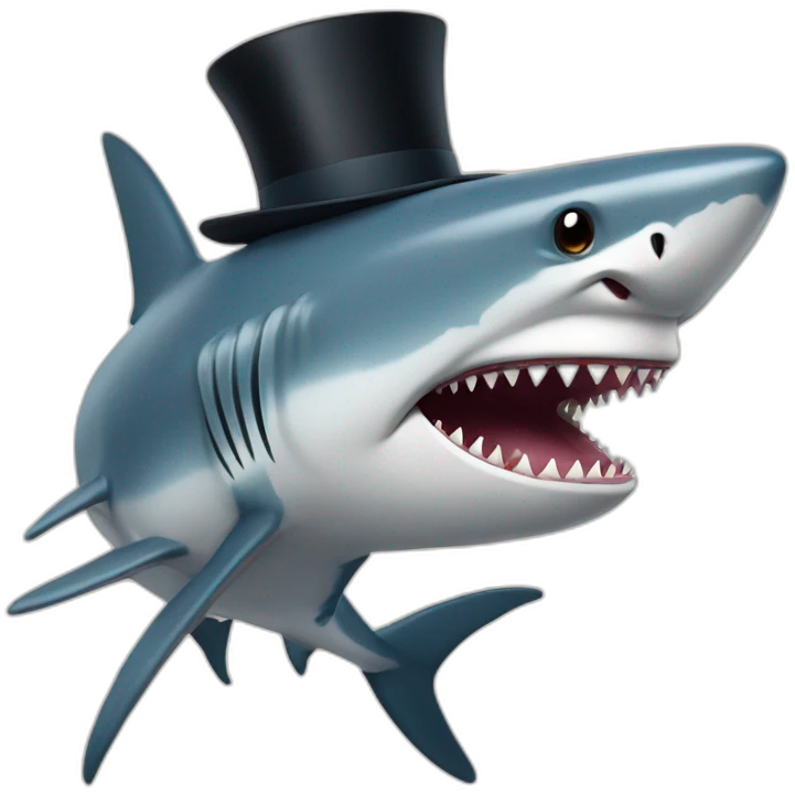 Shark with a top hat emoji