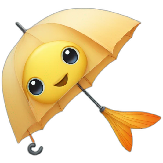 cute fish using an umbrella emoji