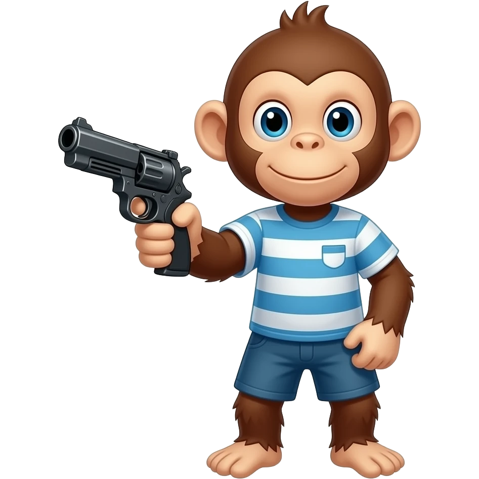 Monkey standing as if holding a gun emoji