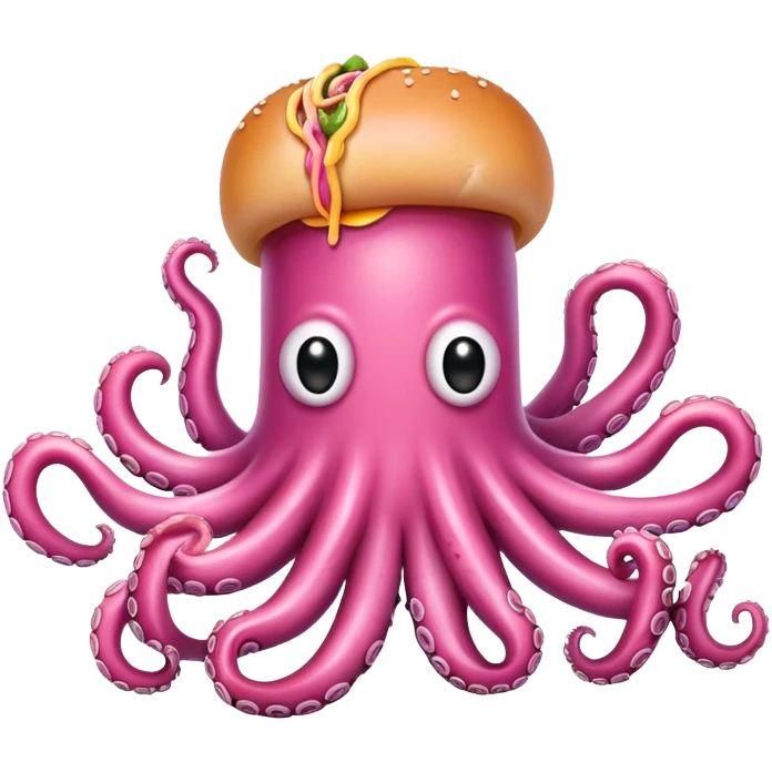 pink spaghetti slop octopus hot dog monster emoji