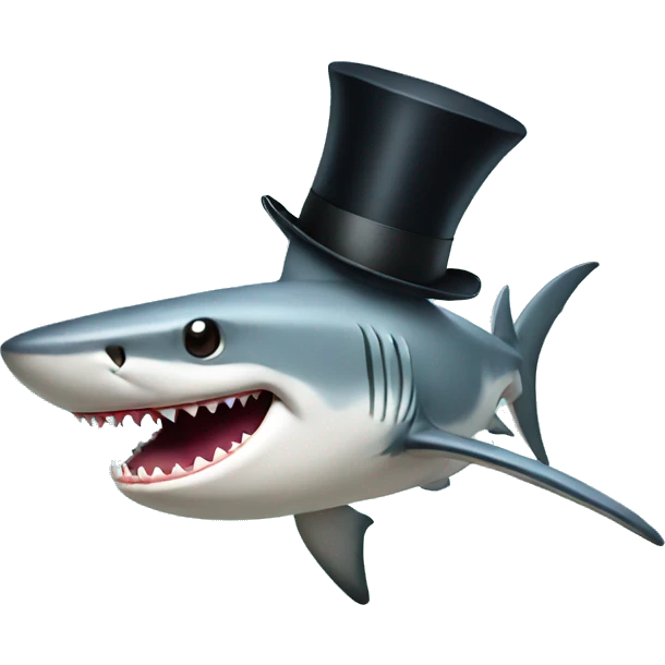 Shark with a top hat emoji