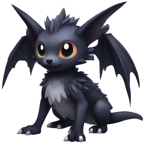 Kawaii edgy fantasy dark-themed animal hybrid Fakemon full body emoji