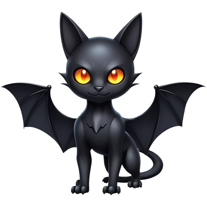 Futuristic black bat-cat-Fakémon-hybrid-creature (full body) emoji