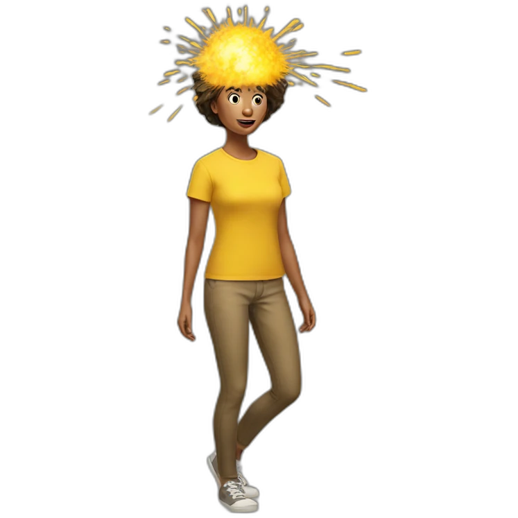woman with exploding head yellow shirt emoji